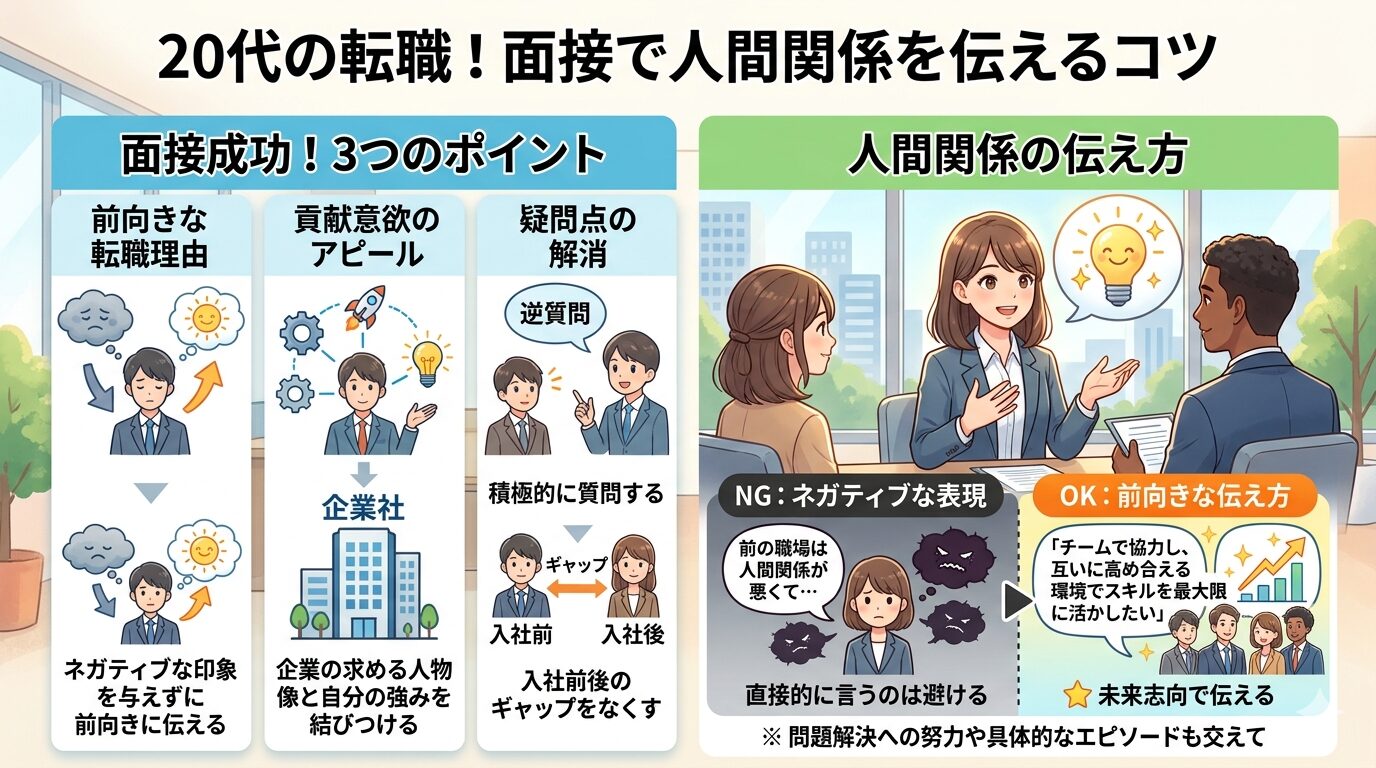 転職面接で人間関係の退職理由をポジティブに伝える方法と貢献意欲のアピール方法