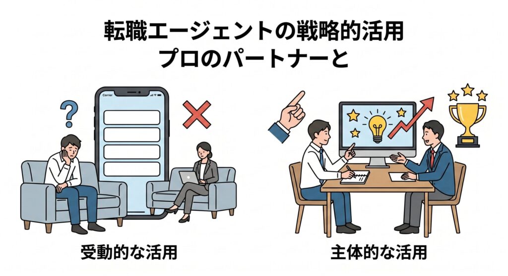 転職エージェント活用ステップの図解