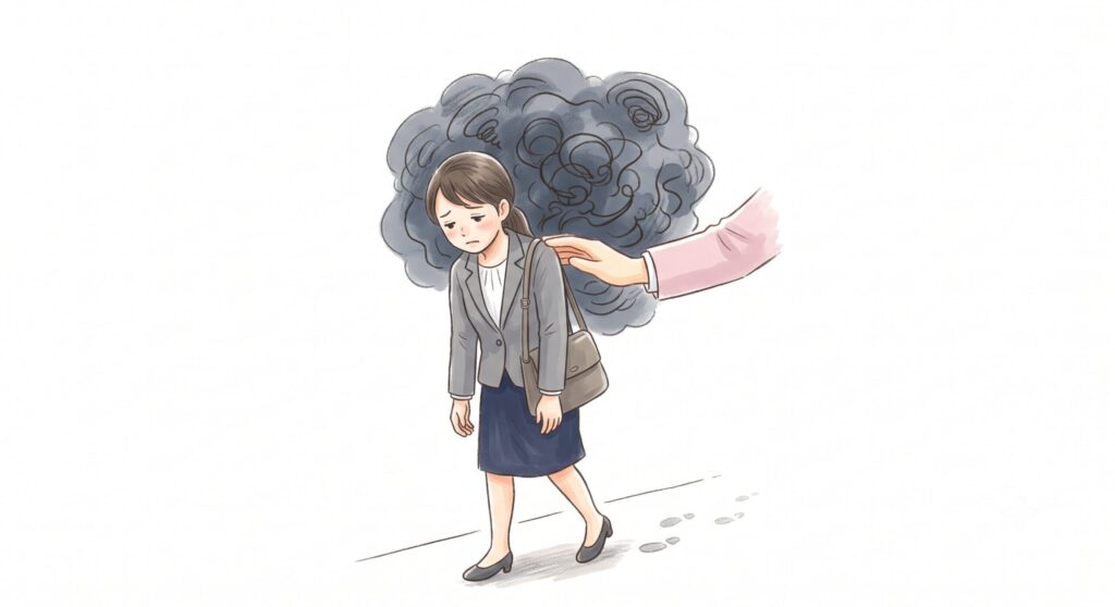 嫌がらせに1人で耐えている図解