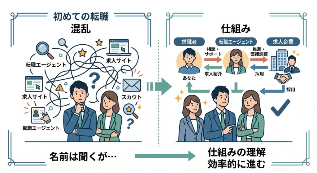 転職エージェントの仕組みとビジネスモデルの図解