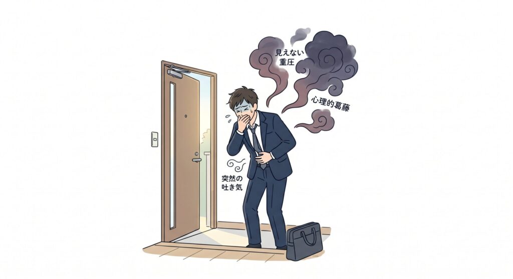 朝、会社に向かおうとすると突然襲ってくる吐き気の図解