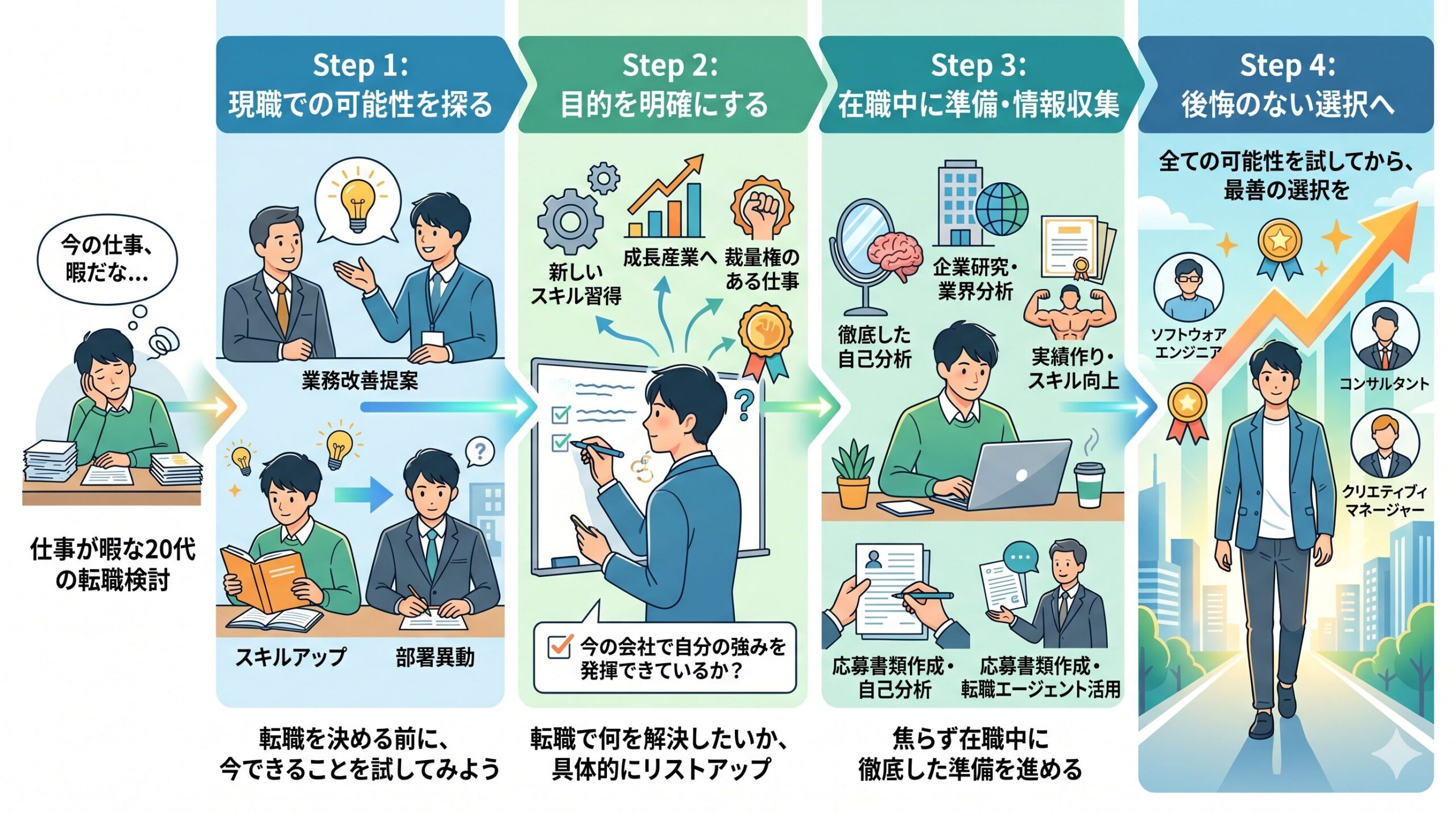 20代が後悔しないための転職検討ステップ