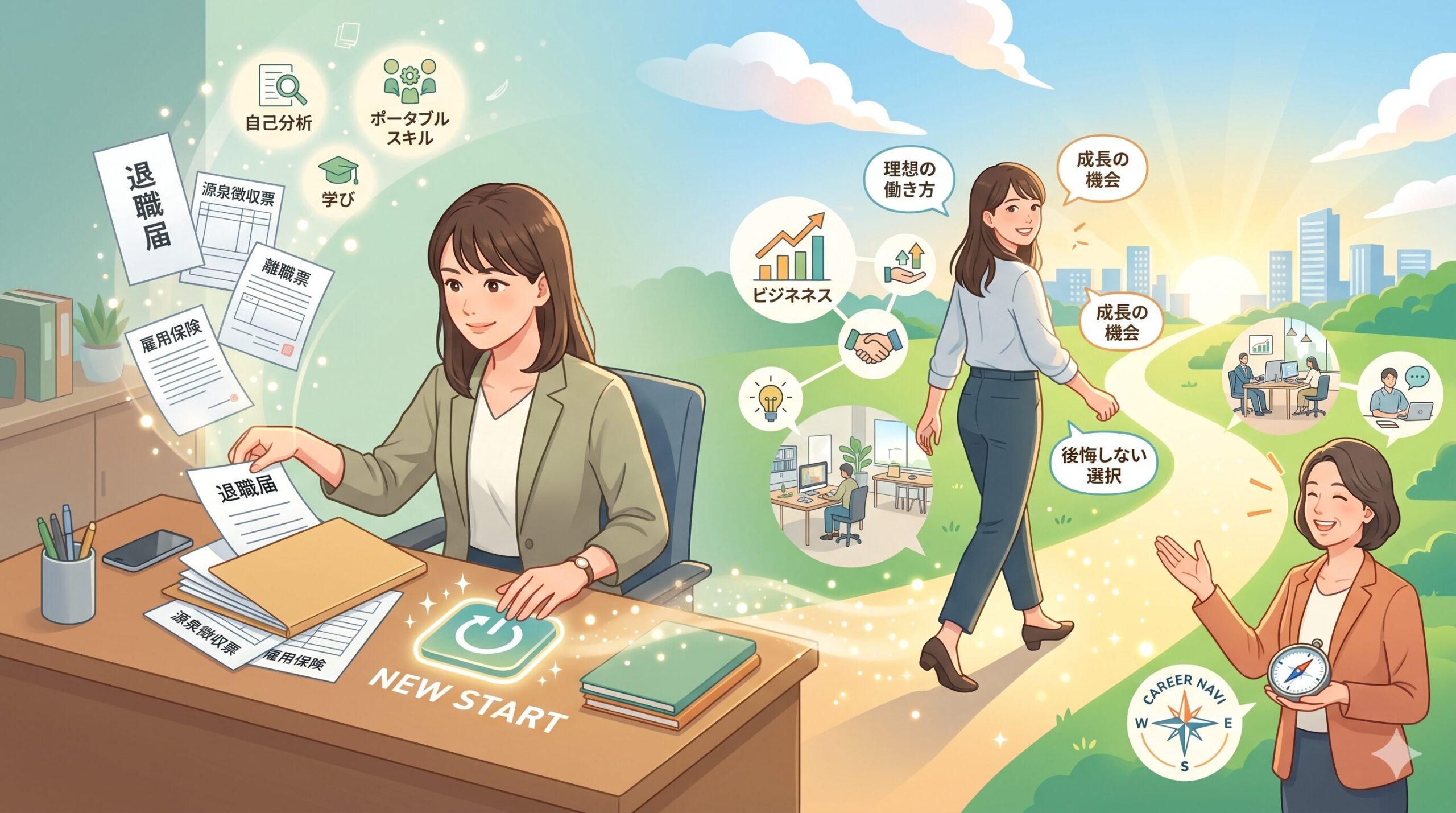 未来へ向かって踏み出す人物のイメージ