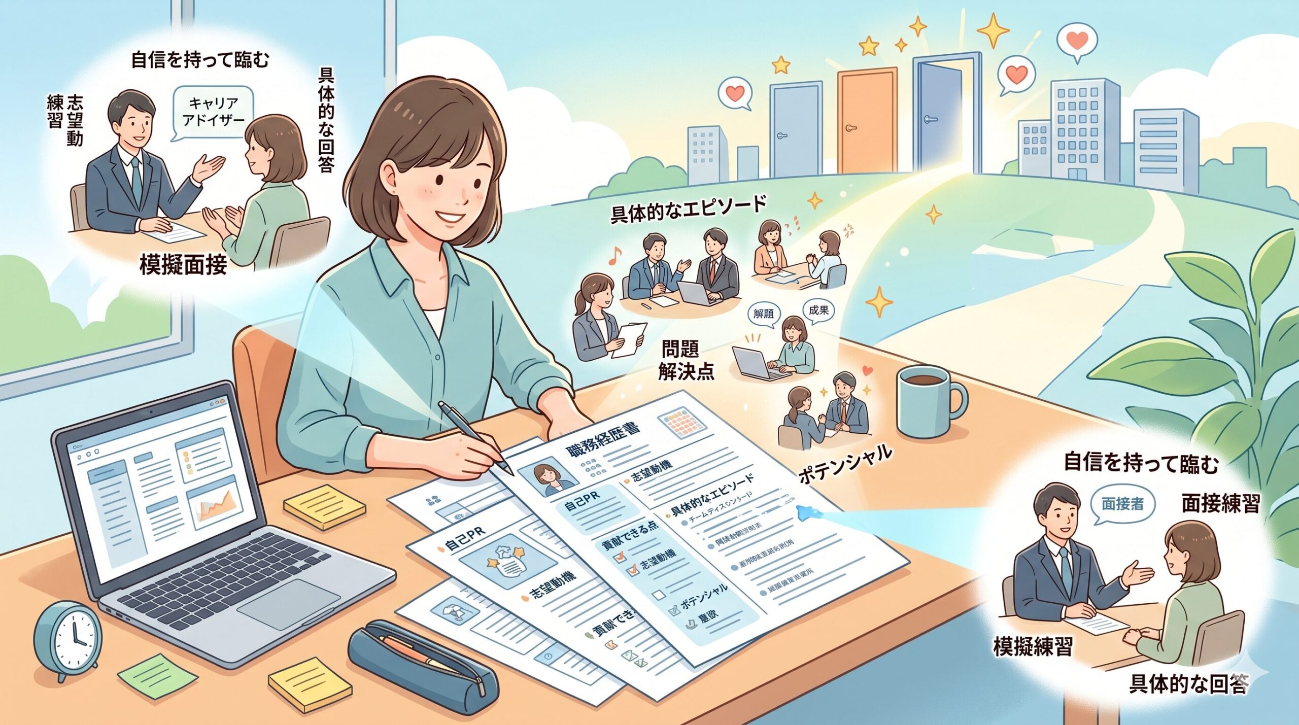 履歴書・職務経歴書の書き方を示す図
