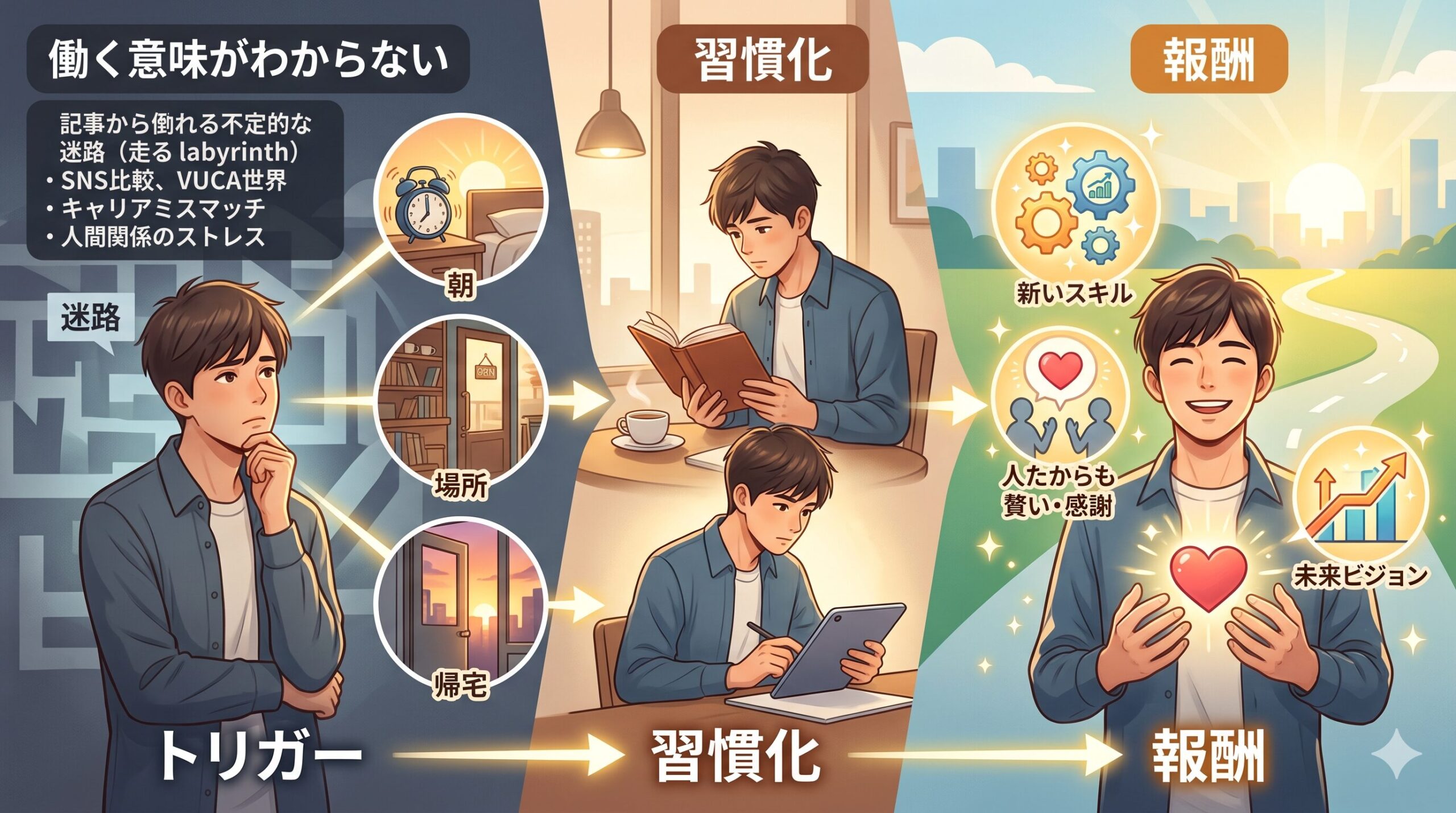 働く意味を見失う理由を解説した図