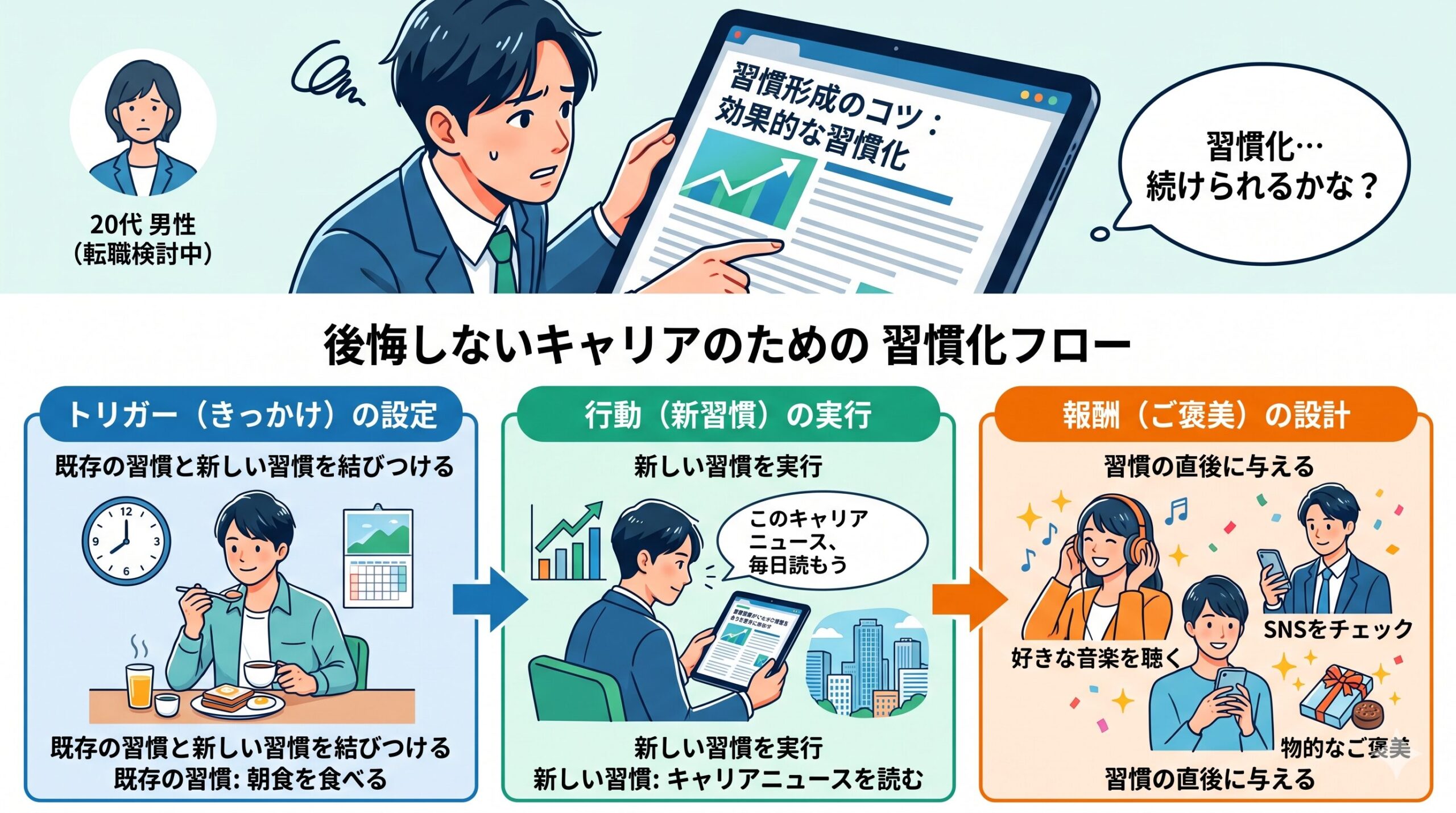 習慣化のトリガーと報酬の設計図