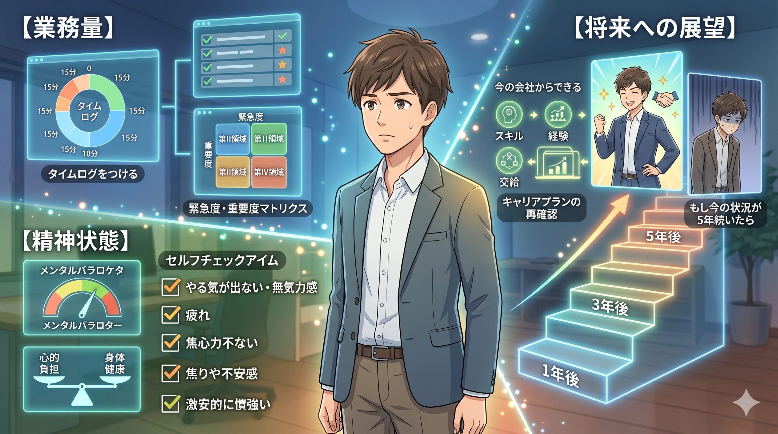 仕事が暇な20代が現状を可視化するための3つの視点図