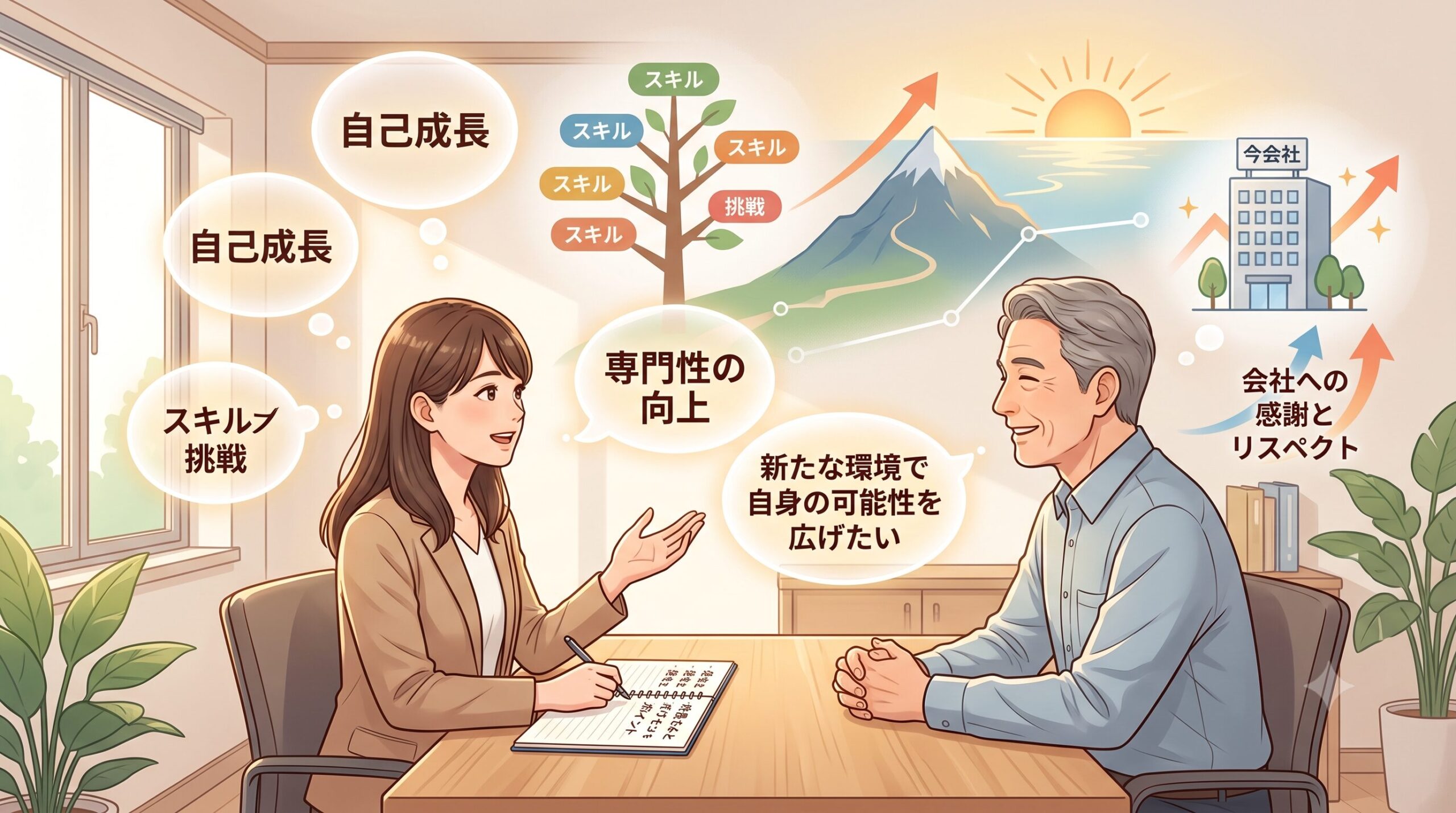 退職理由をポジティブに伝えるイメージ図