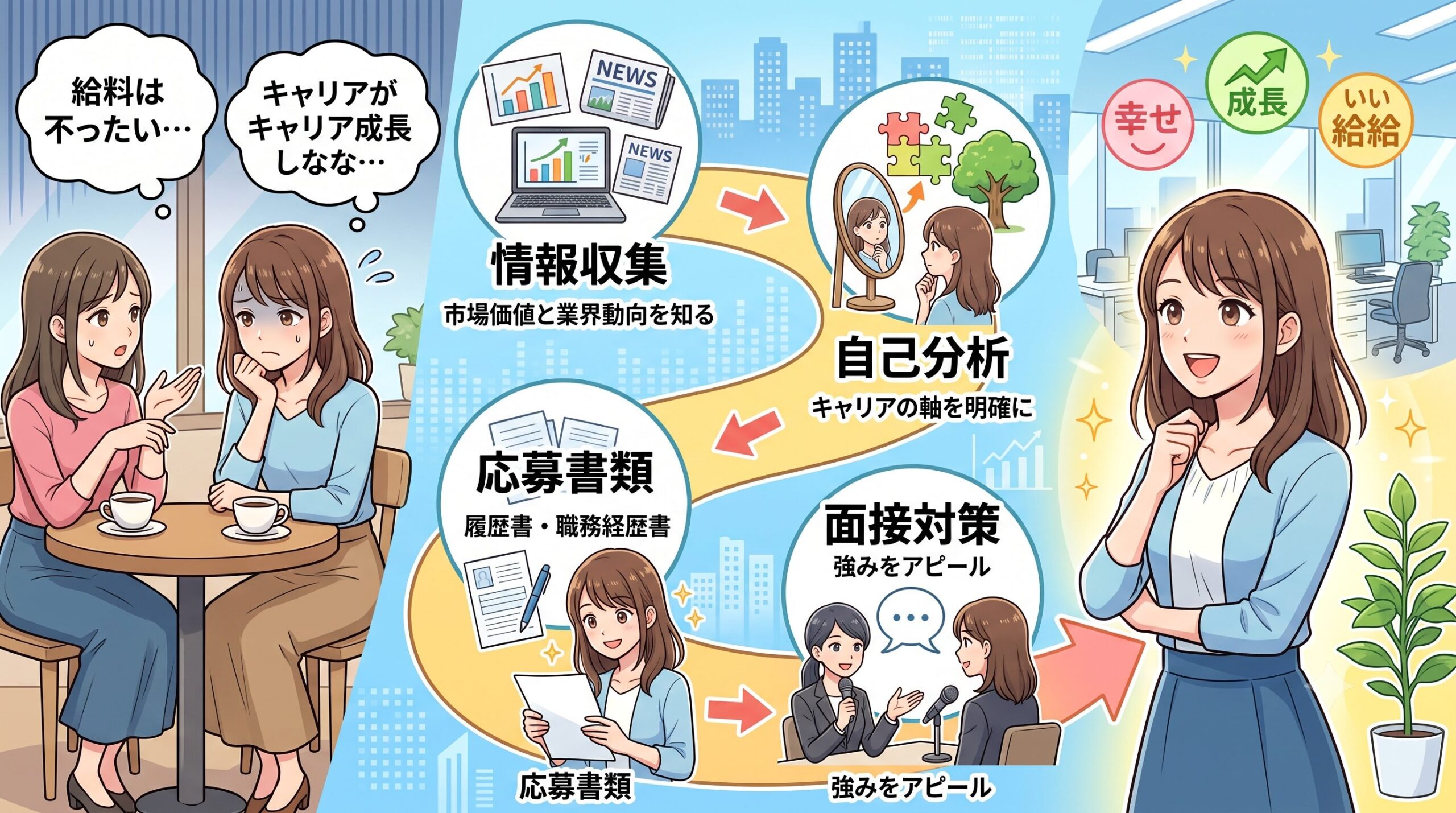 転職活動のステップイメージ