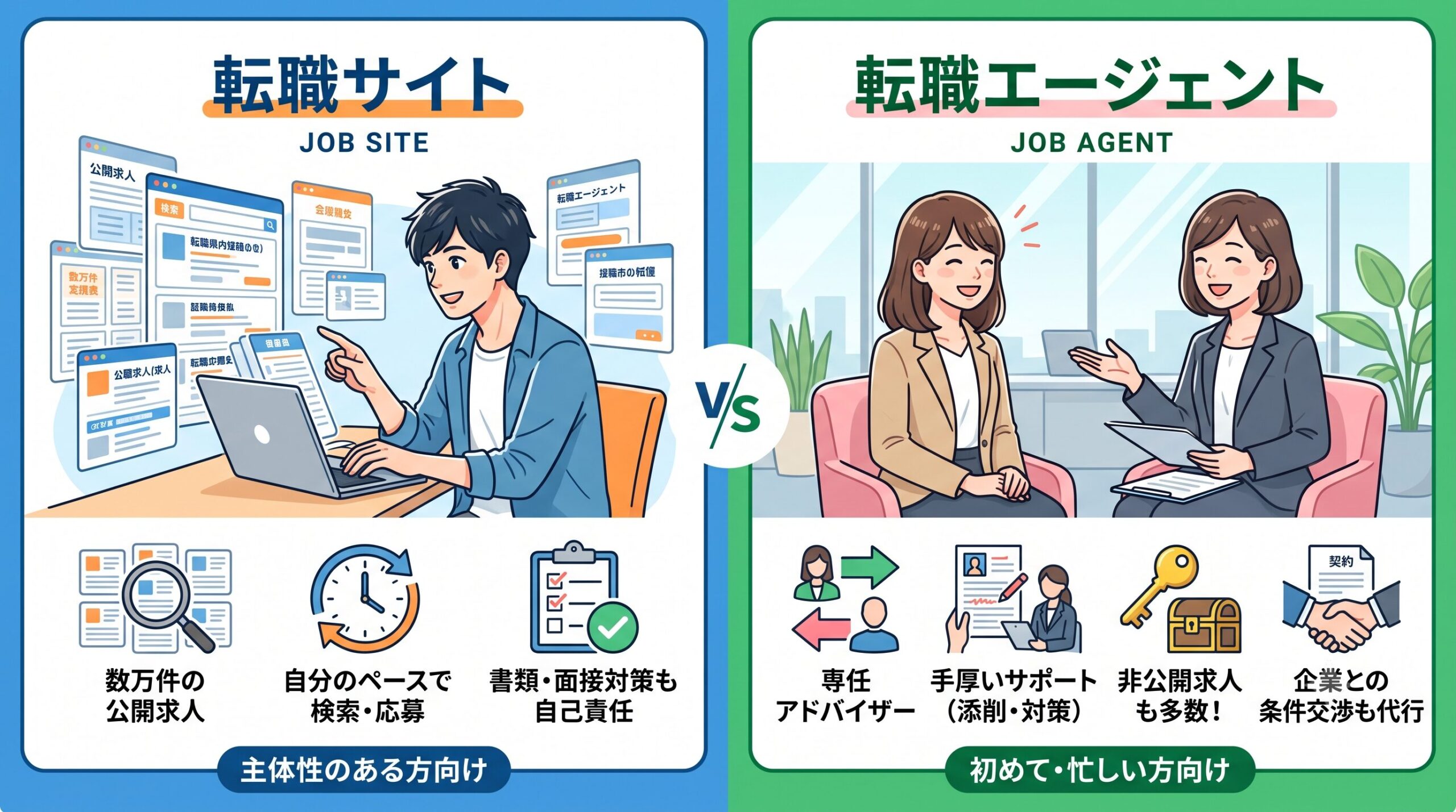 転職サイトと転職エージェントの比較
