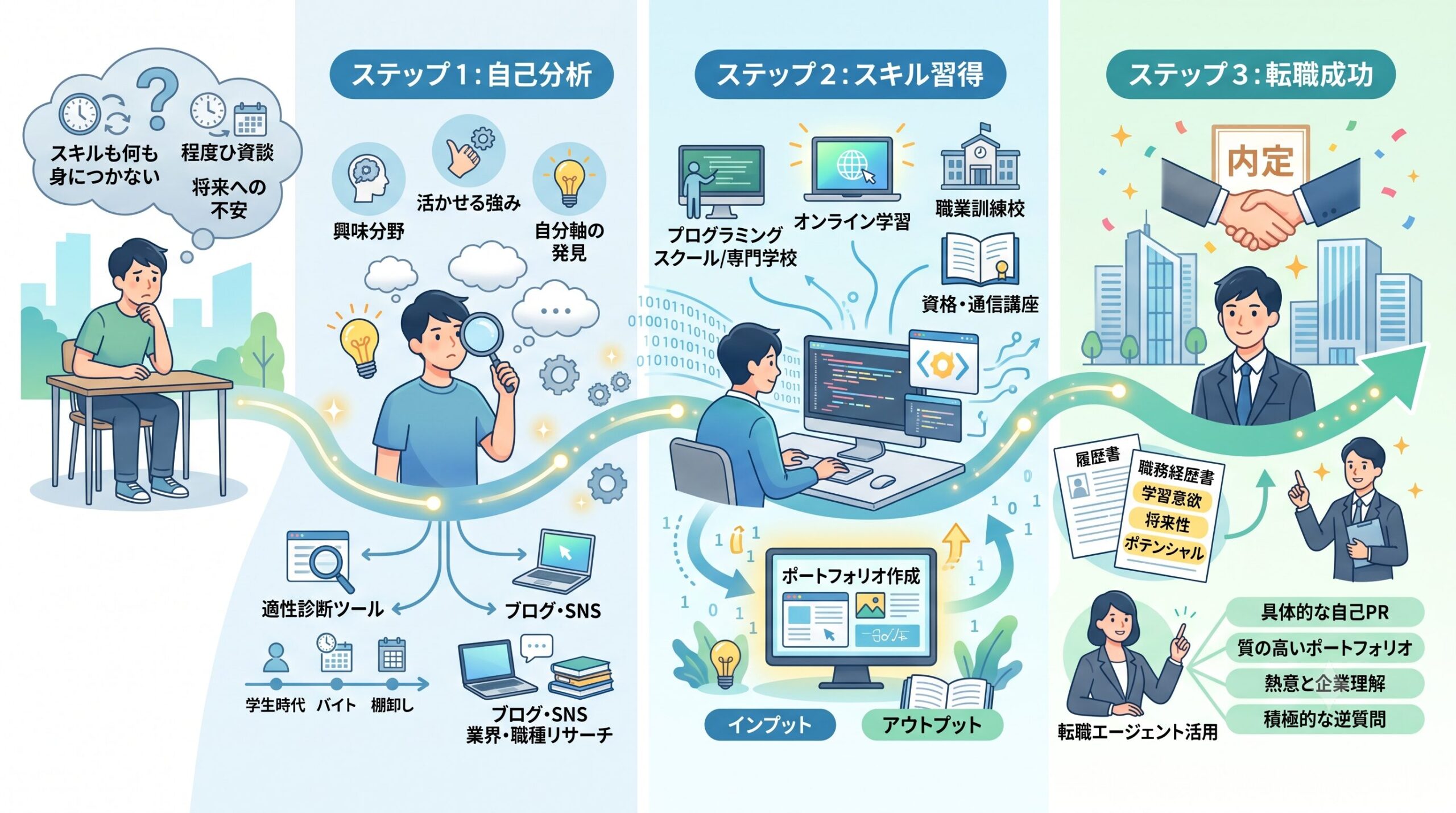 未経験から新しいスキルを習得し、転職を成功させるためのロードマップ
