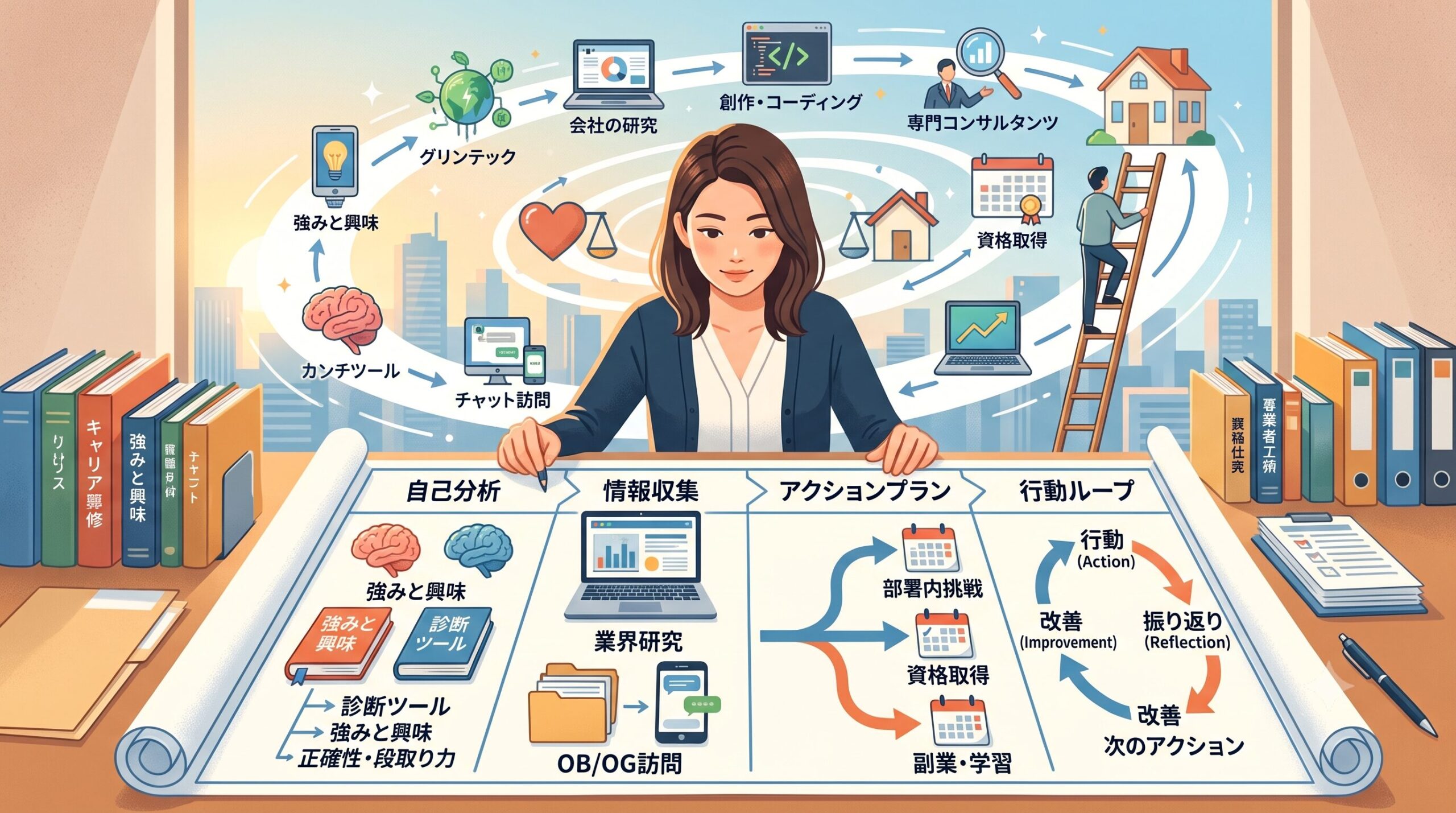 20代がこれからの仕事選びについてキャリアプランを整理するイメージ