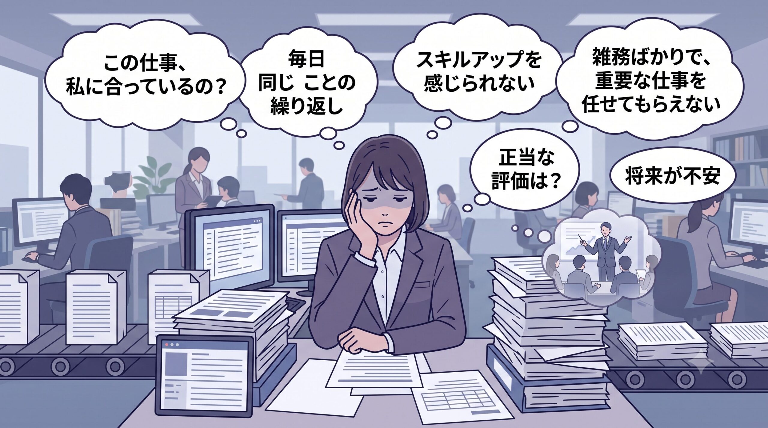 業務内容・適性に関する悩みのイメージ図